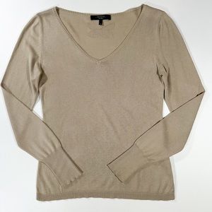 MaxMara Beige V-Neck Long Sleeve Sweater